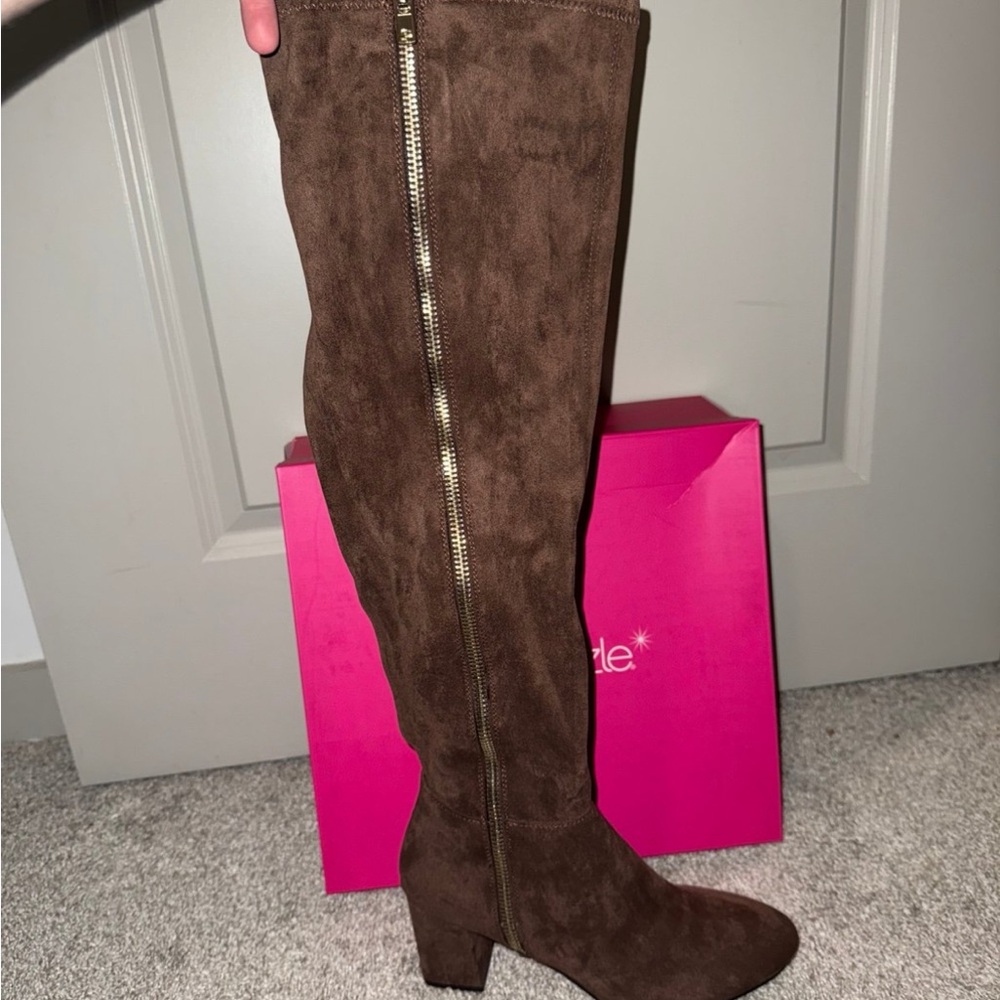 Shoe Dazzle Chocolate Over the Knee Boots